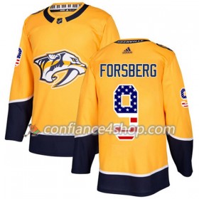 Adidas Maillot de Hockey Nashville Predators Filip Forsberg 9 2017-2018 Or USA Flag FashionAuthentic - Homme